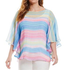 Ruby Rd. Pastel Striped Chiffon Top (T37261)